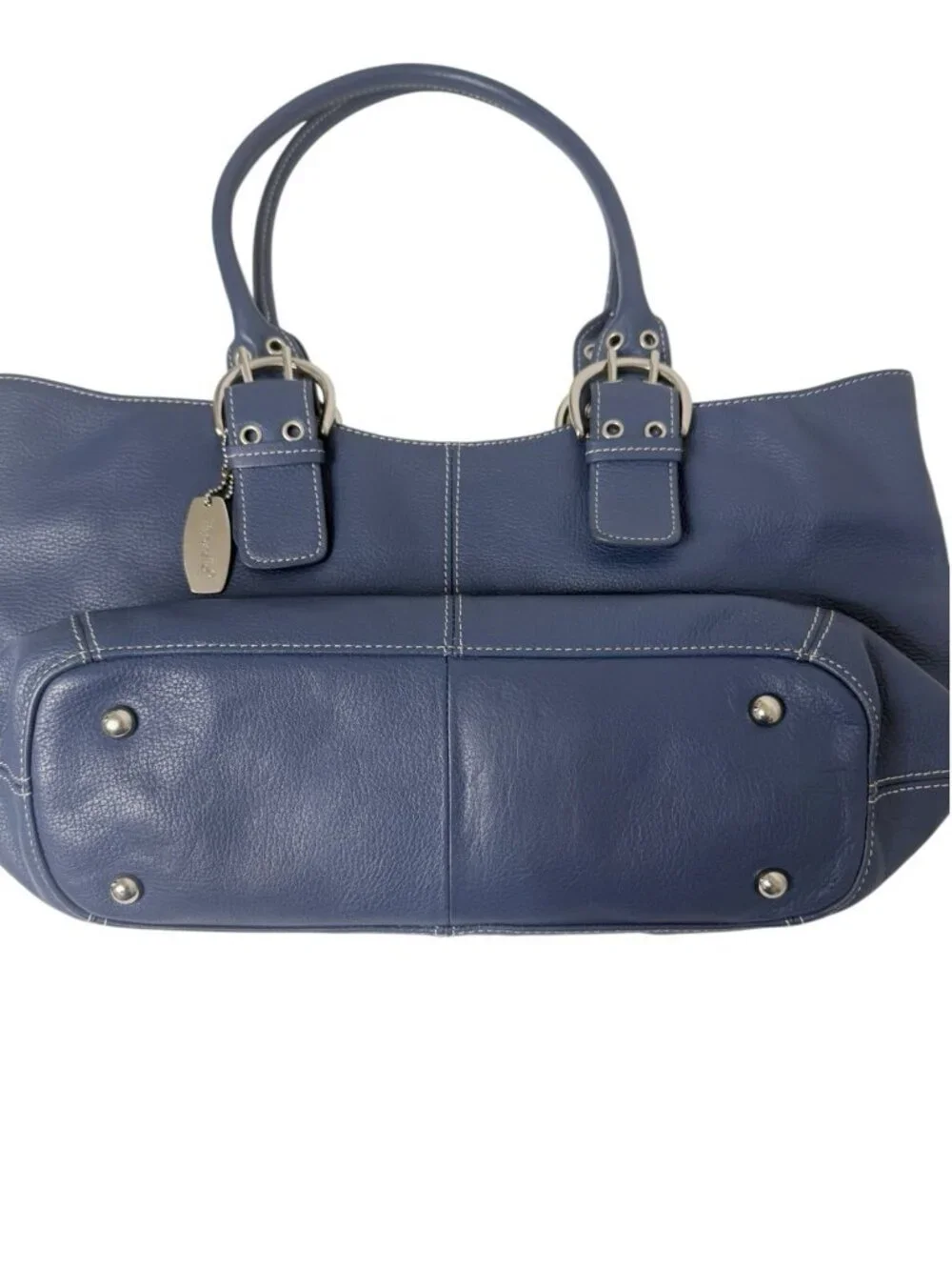 Tignanello Genuine Leather Navy Blue Tote Handbag Shoulder Bag and Wallet